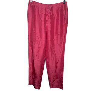 August Silk Womens 100% Silk Pants Size 10 Pink Barbie Luxury Old Money Dressy